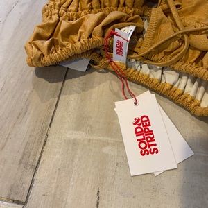 SOLID AND STRIPED  gold swimsuit size Large BBWT